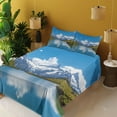 thumbnail image 4 of Ambesonne Winter Fitted & Top Sheet Set with Shams, Snow Frozen Lake Swiss, Blue Green White, 4 of 8