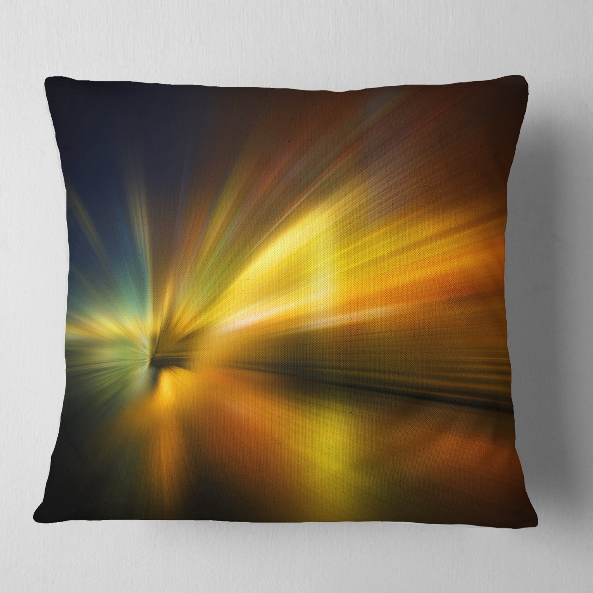 Designart Blue Over Gold Texture - Abstract Throw Pillow - 18x18