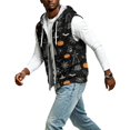 thumbnail image 6 of Delconic Mens Halloween Print Sleeveless Zip Up Hoodie Vest Casual Vintage American Style Lightweight Fleece Hooded Outerwear Dark Gray XL, 6 of 8