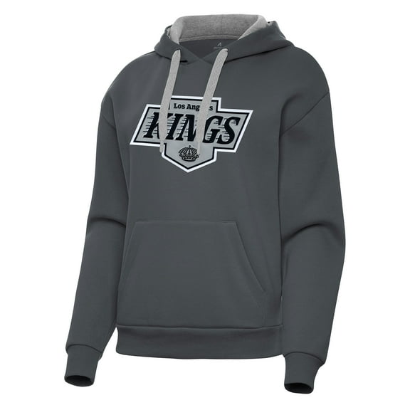 Women's Antigua Charcoal Los Angeles Kings Victory Pullover Hoodie