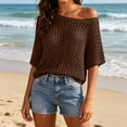 thumbnail image 6 of RongHuan Cover Ups for Women Short Sleeve Off Shoulder Hollow Out Sweater Top Fashion Beach Resort Wear Summer Coverup, 6 of 7