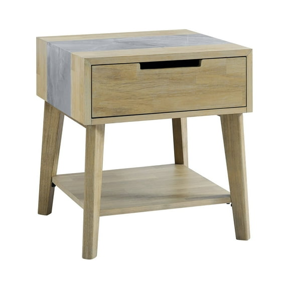 Calgary Natural Finish with Gray Stone End Table