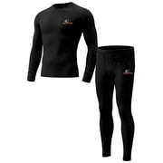 Mossy Oak Mens Thermal Underwear Set Insulated Shirt & Long Johns, Black Medium