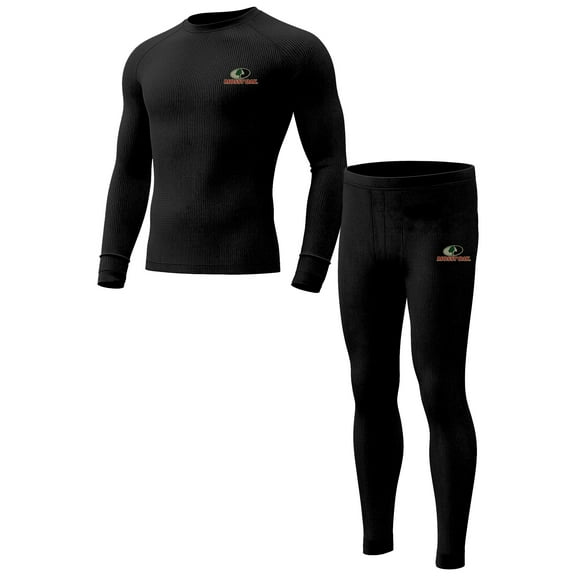 Mossy Oak Mens Thermal Underwear Set Insulated Shirt & Long Johns, Black Small