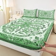 thumbnail image 3 of Feelyou Green Hippie Damask Queen Sheet Sets for Women, Retro Boho Paisley Flat Sheet, Southwestern Fashion Queen Fitted Sheet, Ultra Soft Bedroom Decor, 4pcs, 3 of 7