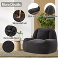 thumbnail image 6 of HOMGUAVA Bean Bag Chair with Soft Sherpa for Adults, Lazy Sofa for Bedroom & Living Room, Dark Gray, 6 of 8