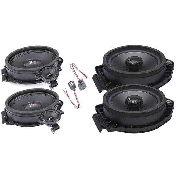 PowerBass OE Series Direct 2 Ohm Replacement Speakers With Front Tweeters Compatible With Factory Amplified Chevy Silverado Crew Cab Pickup 14-24