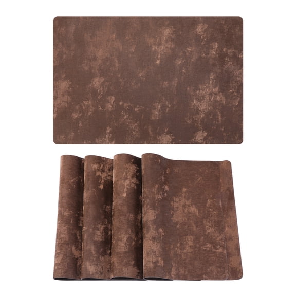 Placemats Set of 4 Waterproof Placemats for Kitchen Dining Table Decor Heat Resistant Table Mat Dark Brown 17.7x11.8inch