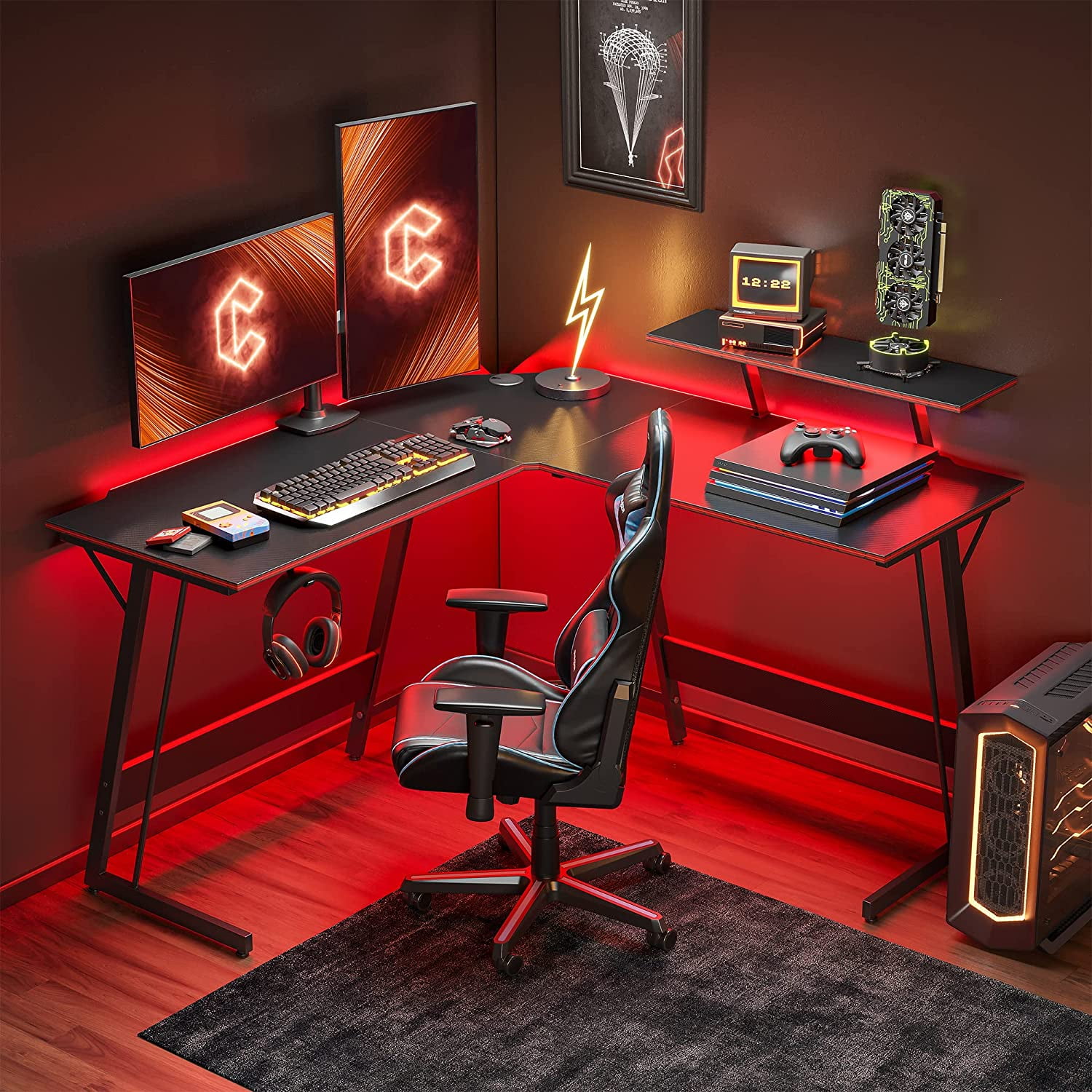 Red Led Rgb Gaming Workstation Pc Stock Photo 1470866381