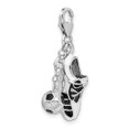 thumbnail image 4 of Sterling Silver Amore La Vita Polished 3-D Moveable Enameled Soccer Shoe and Ball Charm Pendant with Fancy Lobster Clasp, 4 of 5