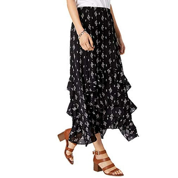 layered ruffle maxi skirt