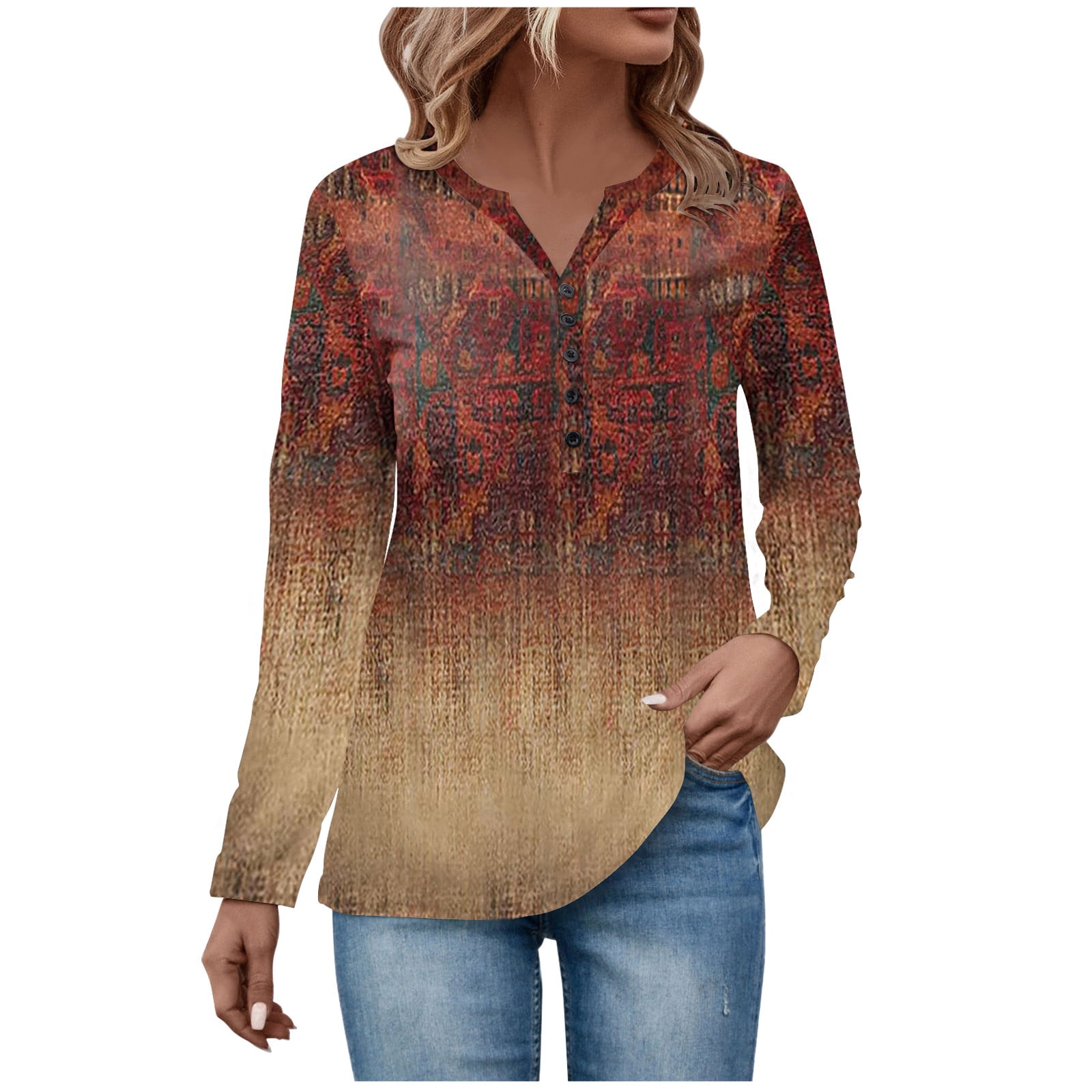 NILOUFO Womens Casual Shirts Long Sleeve Tunic Tops Fall/Winter Fashion T  Shirt for Leggings with Pockets(A:Brown, Small) : : Clothing,  Shoes & Accessories