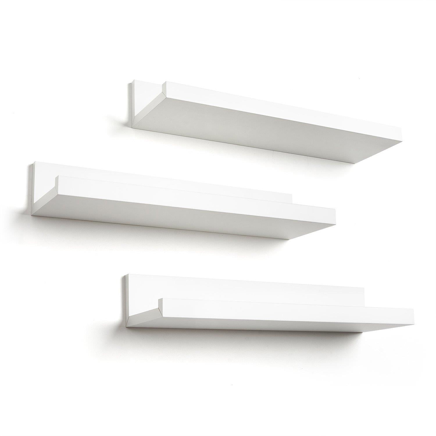 Elegant Design Set of 3 Cube Floating Shelves with Retro Design Wall Mounted Display Shelf White/Blue 
