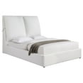 thumbnail image 3 of Homestock Old World Charm Upholstered Panel Bed, White Queen, 67.75"W x 96.25"D x 56.75"H, Plush Fabric, 600 Lb Capacity, 3 of 6