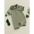 thumbnail image 5 of BemeyourBBs Newborn Baby Boy Summer Clothes Infant Baby Boy Dinosaur Outfit Romper Short Sleeve Romper Dinosaur Half Button-up Collared Jumpsuit, 5 of 9