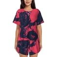 thumbnail image 1 of Fotbe Rock Skull Guitarist Conjunto de Pijama Estampado para Mujer, 2 Piezas, Ropa de Dormir con Camiseta de Manga Corta y Shorts Suaves-3X-Large, 1 of 6