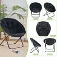 thumbnail image 5 of VECELO Folding Chair, Soft Faux Fur Saucer Chair with Metal Frame, Adult Cozy Moon Chair for Bedroom, Living Rooms, Apartments, Garden and Courtyard, Black, 5 of 12