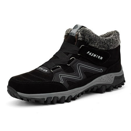 

Men‘s Snow Boots Warm Fleece Cozy Anti-skid Ankle Boots Plush Comfy Outdoor Hiking Shoes Fur Lined Trekking Shoes Winter