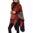 thumbnail image 6 of Zhengup Women's Color Block Shawl Wrap Plus Size Cardigan Poncho Cape Open Front Long Winter Sweater Coat, 6 of 6