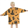 thumbnail image 3 of Witch Hat Halloween Pattern Blanket Hoodies for Kids 6-13YR Oversize Wearable Blanket Hoodies for Boys Girls Teens, 3 of 7