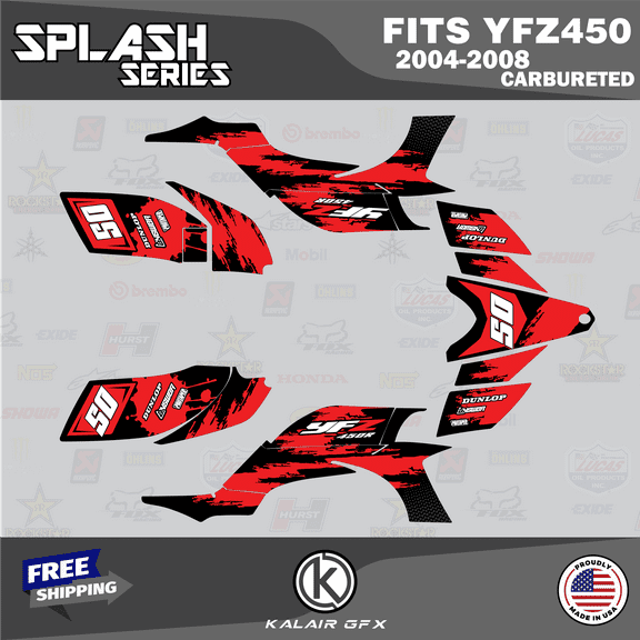 Kalair GFX Graphics Kit for Yamaha ATV YFZ 450 Carburator (2004-2008) Splash Series