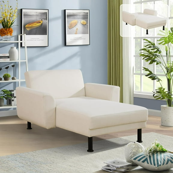 TrumanPick Convertible Futon Sofa Bed, Sleeper Sofa Bed Couch Linen Recliner for Home Office, Beige