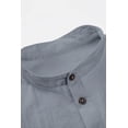 thumbnail image 3 of Camisas de lino para hombre, de manga corta, informales, de algodón, con botones, estilo henley, para playa, de verano, corte regular, 3 of 5