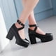 thumbnail image 1 of Zapatos de tacón alto con cordones y plataforma impermeable para mujer, sandalias con correa en el tobillo y hebilla de cinturón Wmkox8yii  hfjk1870, 1 of 5