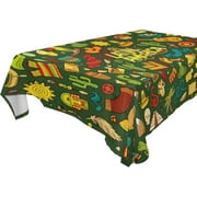 SKYSONIC 60"x60" Square Tablecloth with Symbols On The Latin America Theme Prints, Anti-Wrinkle and Smooth Table Cloth for Kitchen/Home/Dinning Wedding Decoration