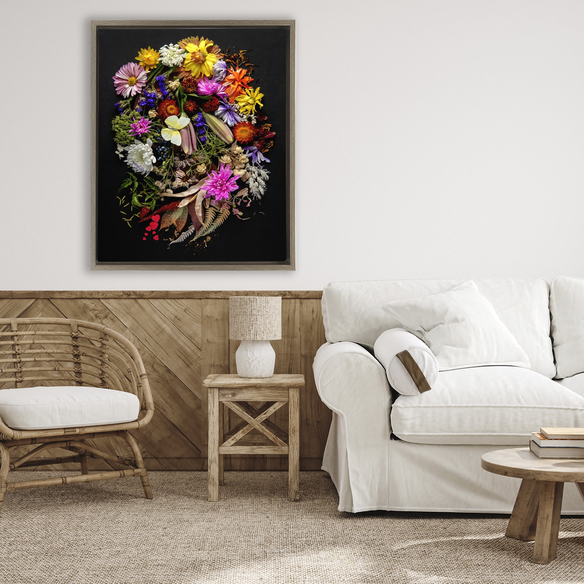 Stupell Industries November Flower Arrangement Brown Framed Floater Canvas Wall Art, design by Carl Kravats