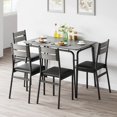 thumbnail image 2 of 5 - piece kitchen dining mesa set in gray para 4, rectangular wood top y 4 cushioned sillas, ideal para para small spaces y apartments, 2 of 8