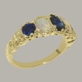 thumbnail image 3 of LBG British Made Traditional 14k Yellow Gold Ring with Natural Sapphire & Opal Womens Promise Ring - 33 size options - Size 4.25, 3 of 6