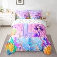 thumbnail image 2 of jejeloiu Initial Letter L 7pcs Bedding Comforter Set,Watercolor Sealife Shell Queen Bedding Sets For Mermaid Lover Reversible, 2 of 8