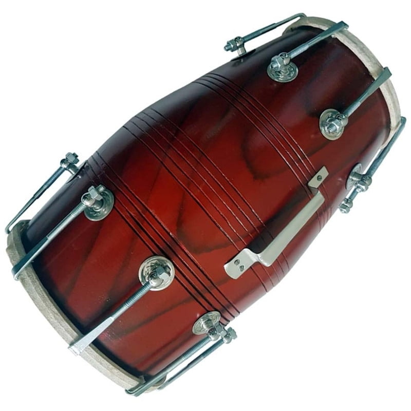 SHREYAS Handmade Wood Drum Dholak SR Red Indian Folk Musical Instrument for any Age Group