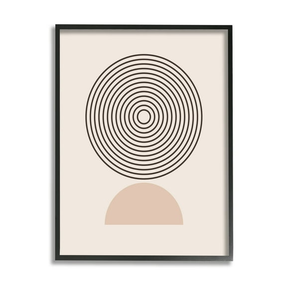 Stupell Industries Modern Circles on Beige Abstract Painting Black Framed Art Print Wall Art, 11 x 14