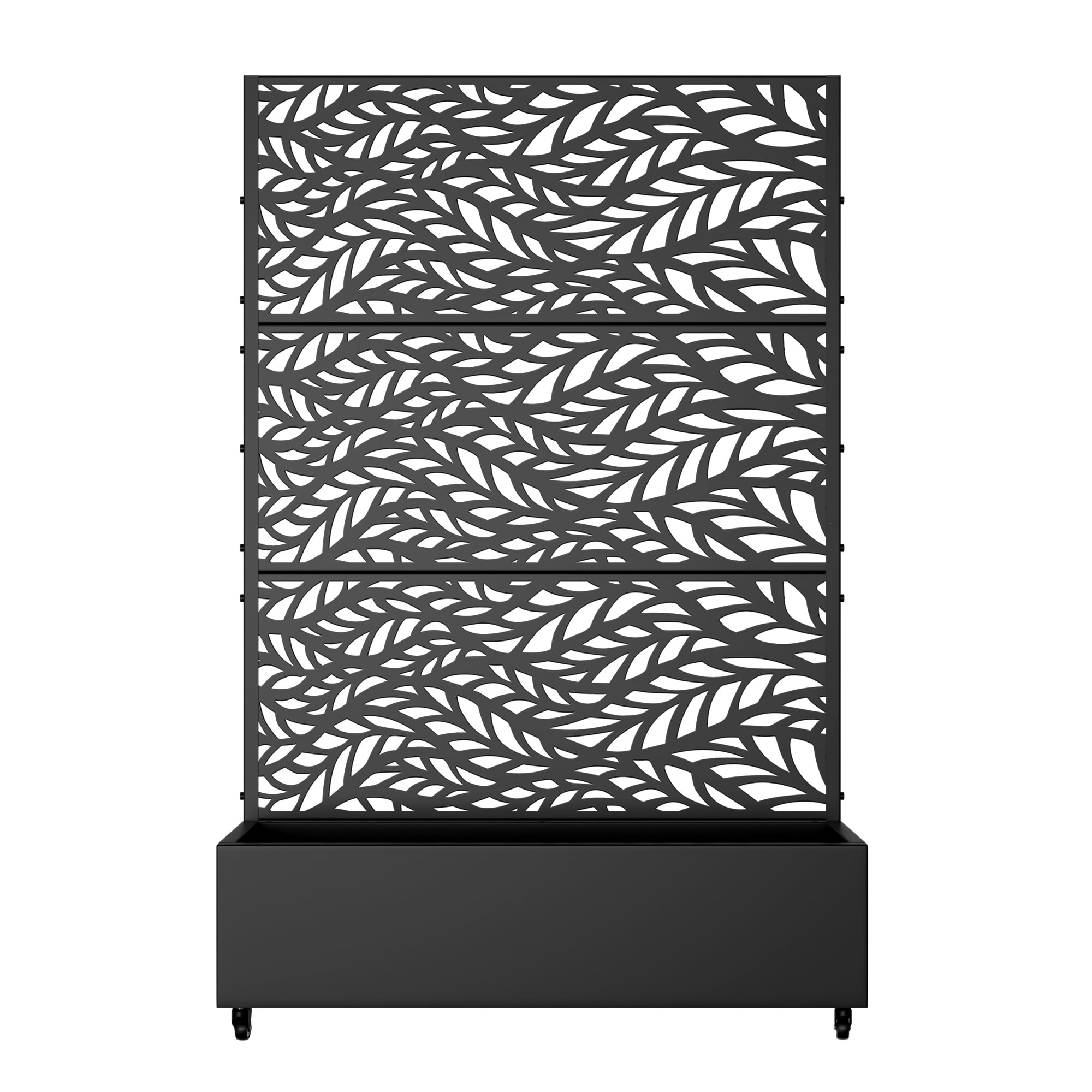 MAYEERTY 72"x47" Metal Black Rectangle Planter Box, Outdoor Raised Garden Beds with Trellis for Vine Climbing Plants