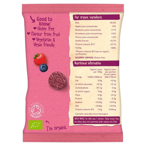 Organix Summer Fruits Rice Cake Clouds Organic Baby Snacks 7 months+ 40g, British Import (Pack of 3)