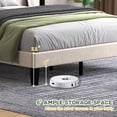thumbnail image 3 of Pingliang Home Queen Size Bed Frame with Adjustable Upholstered Headboard&Wood Slats Support,Beige, 3 of 10