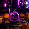 thumbnail image 4 of Halloween Sparkling Mirror Glass Pumpkin Decor High Gloss Reflective Tile Ornament Faux Stem Pumpkin Statue for Tabletop Mantel Fall Harvest Home Decoration, 4 of 7