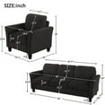 thumbnail image 7 of 2 Piece Sectional Sofa Set,Upholstered 3 Seat Sofa and Single Sofa Armchair,Comfy Living Room Sofa Set with Padded Cushions and Armrests or Home Office, Black, 7 of 7