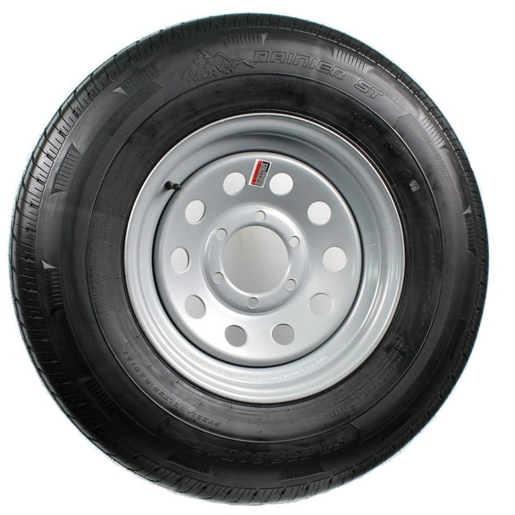 eCustomrim Radial Trailer Tire On Silver Rim ST235/80R16 Load E 6 Lug On 5.5 Modular Wheel