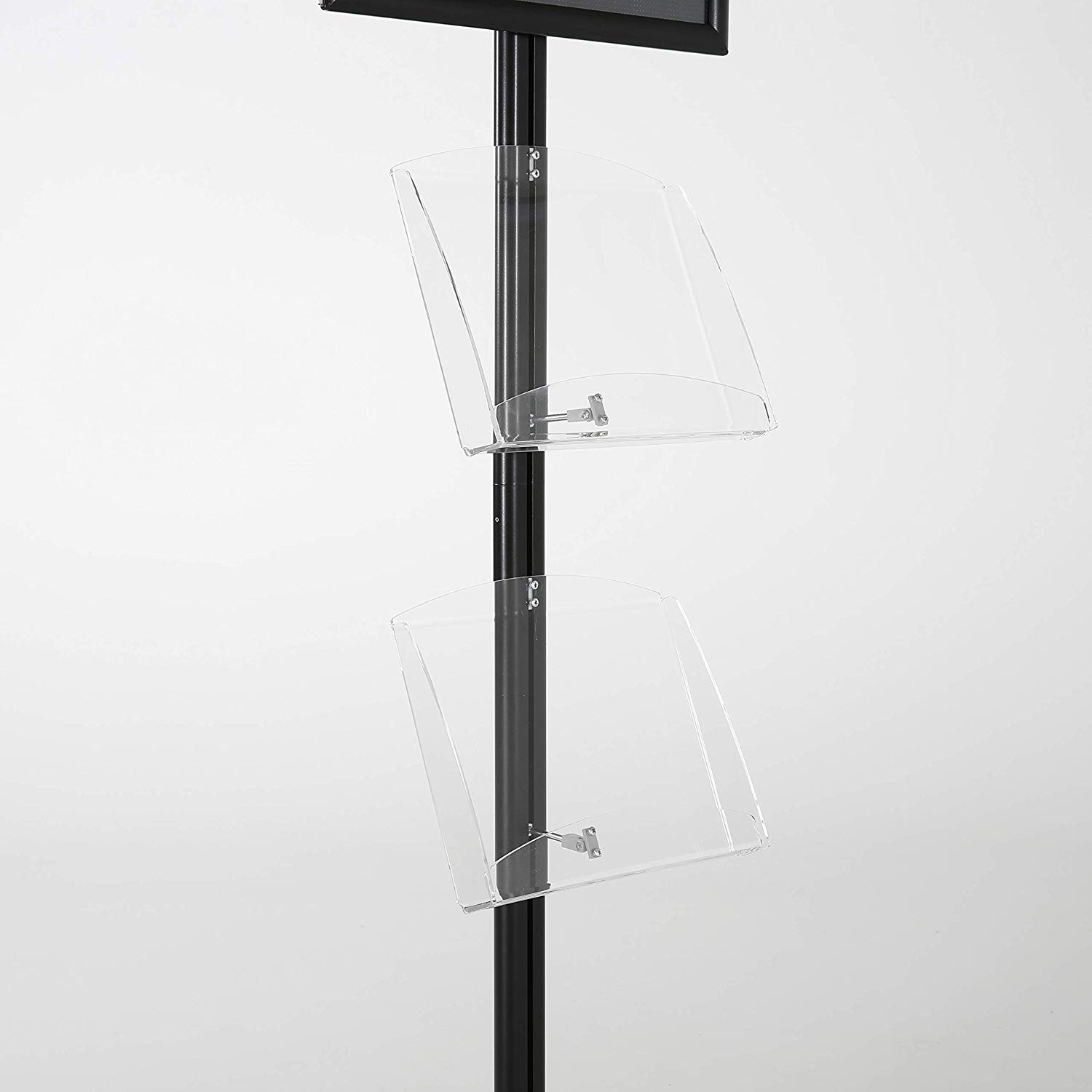 MT Displays Free Standing Display Stand with x (11X17) snap Frame in  Portrait/Landscape and (2) x (8.5x11) Clear Shelves Acrylic, Single Sided  (Black)