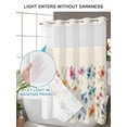 thumbnail image 4 of No Hook Shower Curtain with Snap in Liner Colorful Flowers Shower Curtain -Fabric Waterproof Inner Liner, Watercolor Floral Plants Retro Linen Shower Curtains Washable 72"x84", 4 of 9