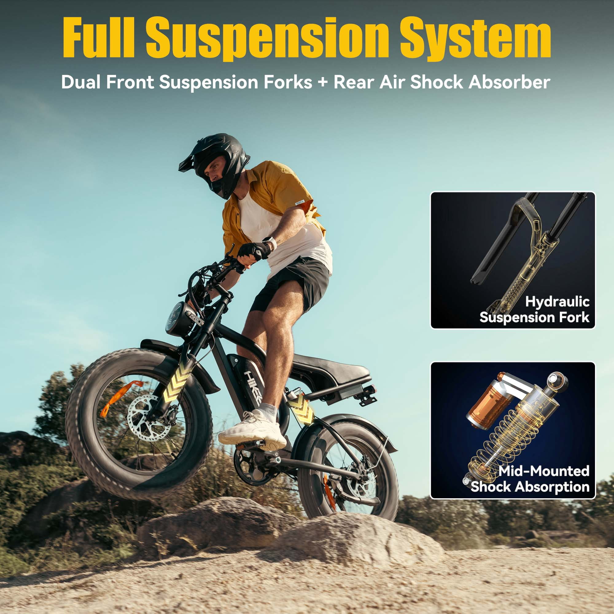 20" Fat Tire Electric Bike for Adults, 1500W Peak Adults Ebike, 48V 15Ah Battery Electric Mountain Bike UL2849