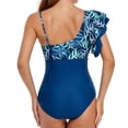 thumbnail image 2 of Wosthever Traje de baño de mujer de moda de un solo hombro estampado traje de baño cómodo traje de playa portátil Sexy ropa Traje de baño Azul oscuro L, 2 of 6