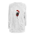 thumbnail image 4 of Lenpel Women's Fuzzy Sweatshirts Oversized Long Sleeve Christmas Graphic Fleece Pullover Sweaters Winter Warm Outwear, 4 of 4
