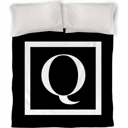 IDG Classic Block Monogram Duvet Cover, Black