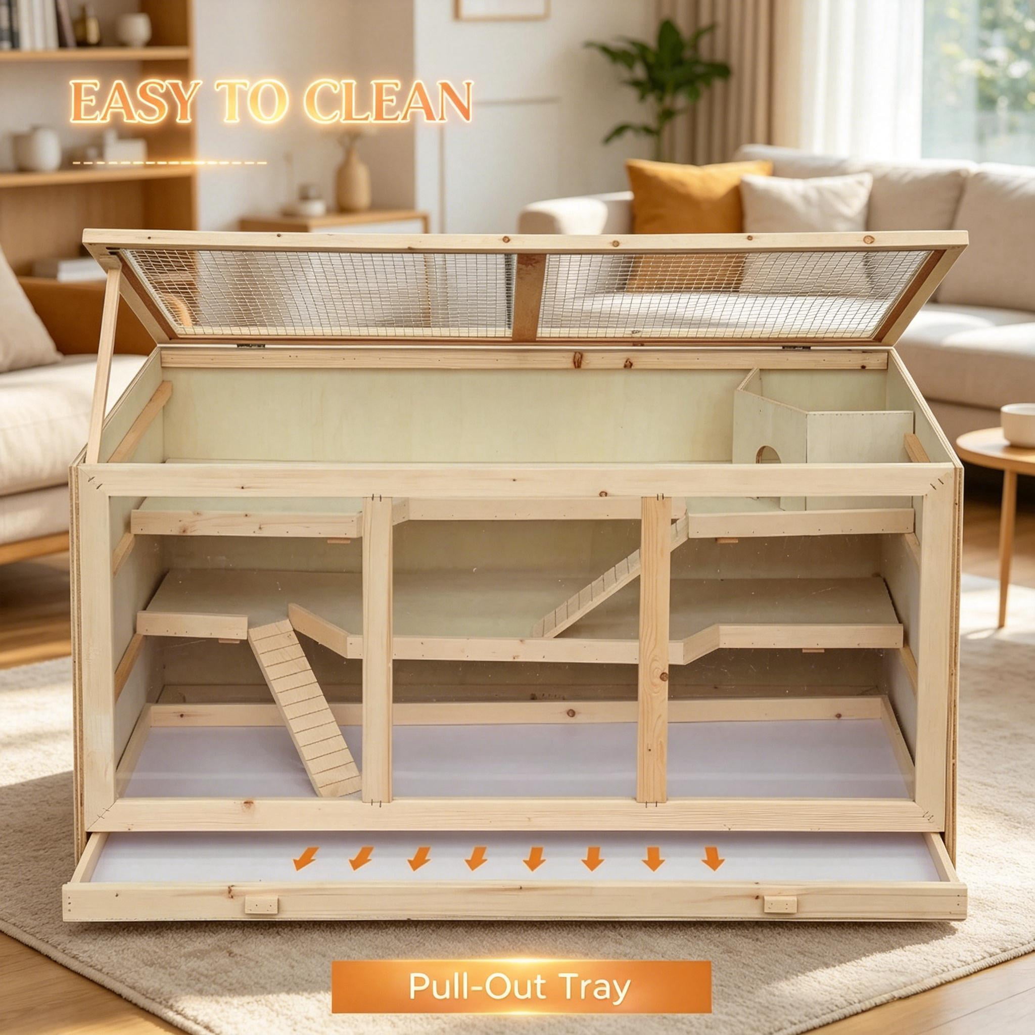 Small Animal Habitat, Rat Cage Wooden Hamster Cage Gerbil Cage