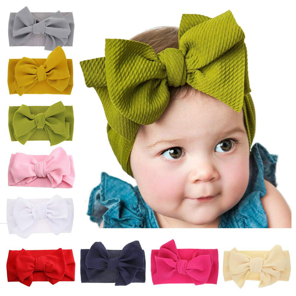 URKEY Baby Turban headbands and Classic Bows Headwraps for Newborn Baby Infant Gifts 