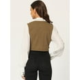 thumbnail image 4 of DARING DIVA Women's Denim Button Up Jean Crop Racerback Vest Jacket M Brown, 4 of 6